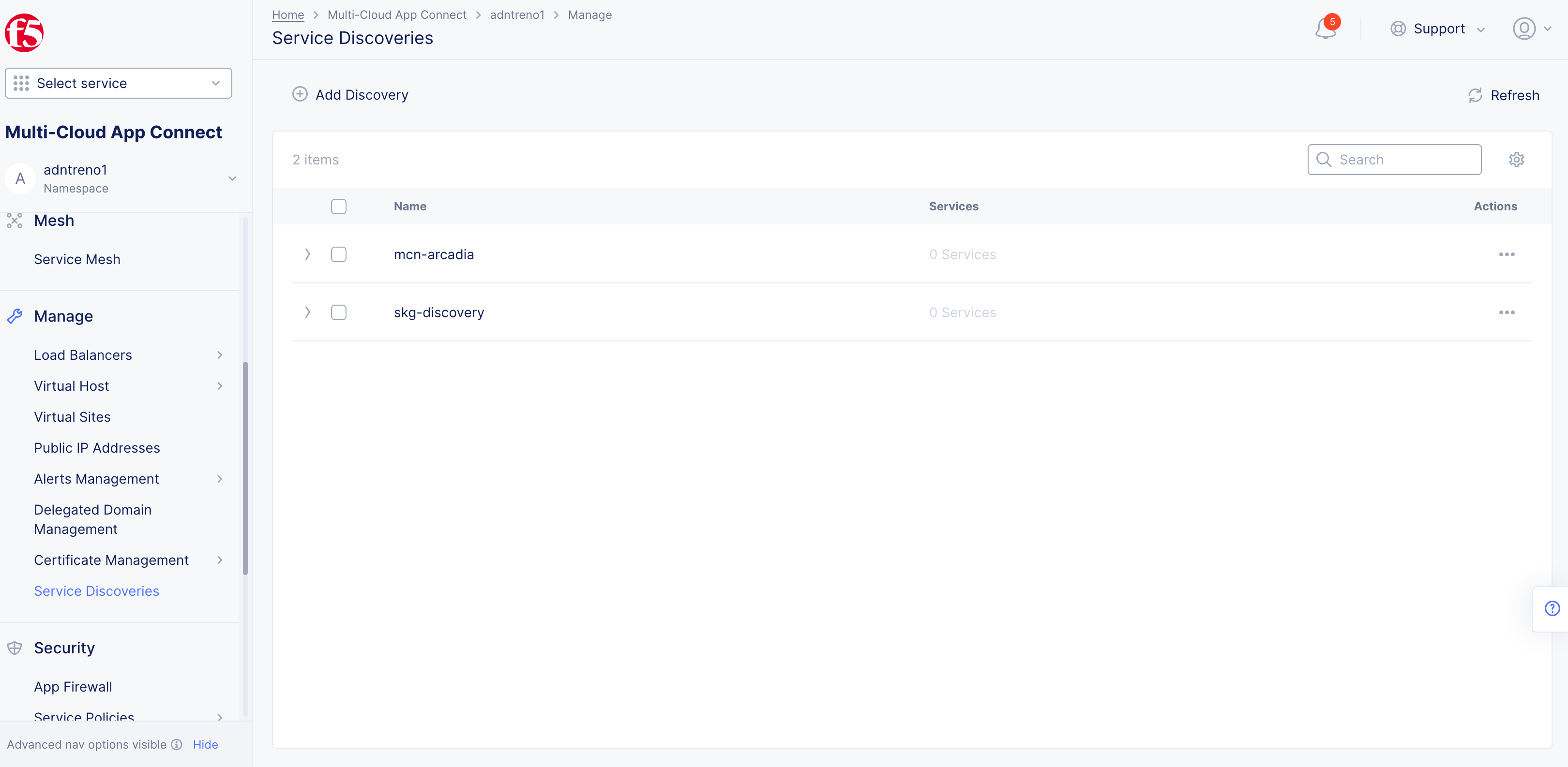 Figure: Navigate to Service Discovery