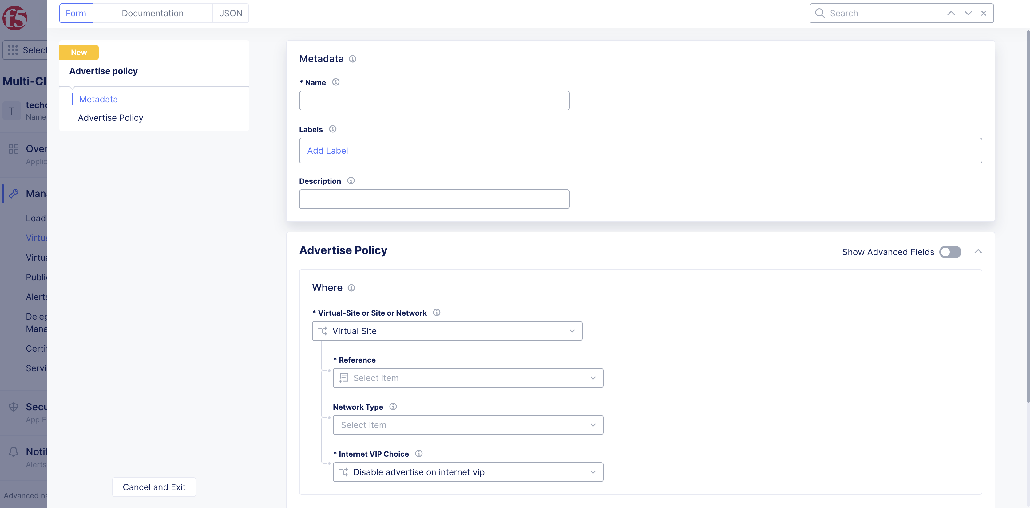 Figure: Advertise Policy Metadata